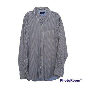 Lincs Shirt Men’s 2XL David Chu Regular Fit Non Iron Black Stripe Business Dress